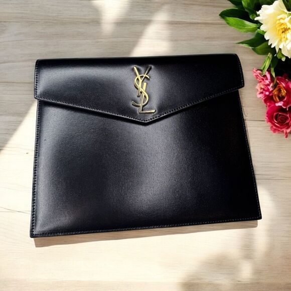 YSL Uptown Leather Clutch - Picture 1 of 7